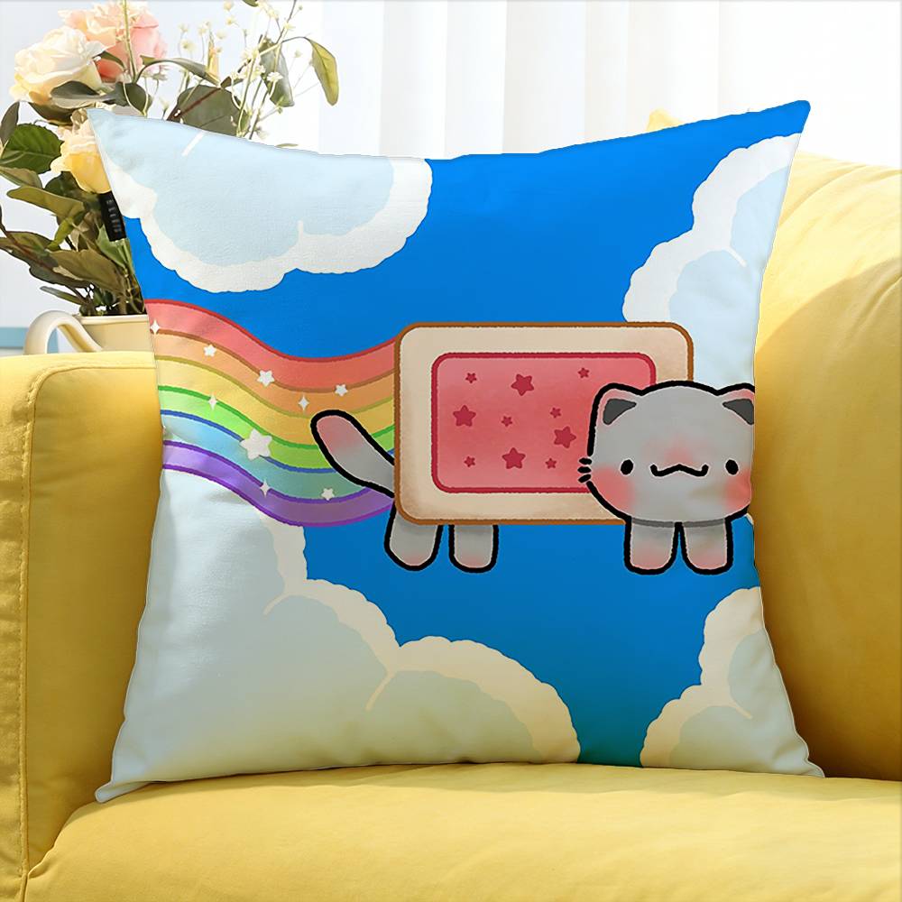 cute Rainbow Alien Nyan Cat Various Sizes Square Pillow Case For Car Home Bedchamber Decor