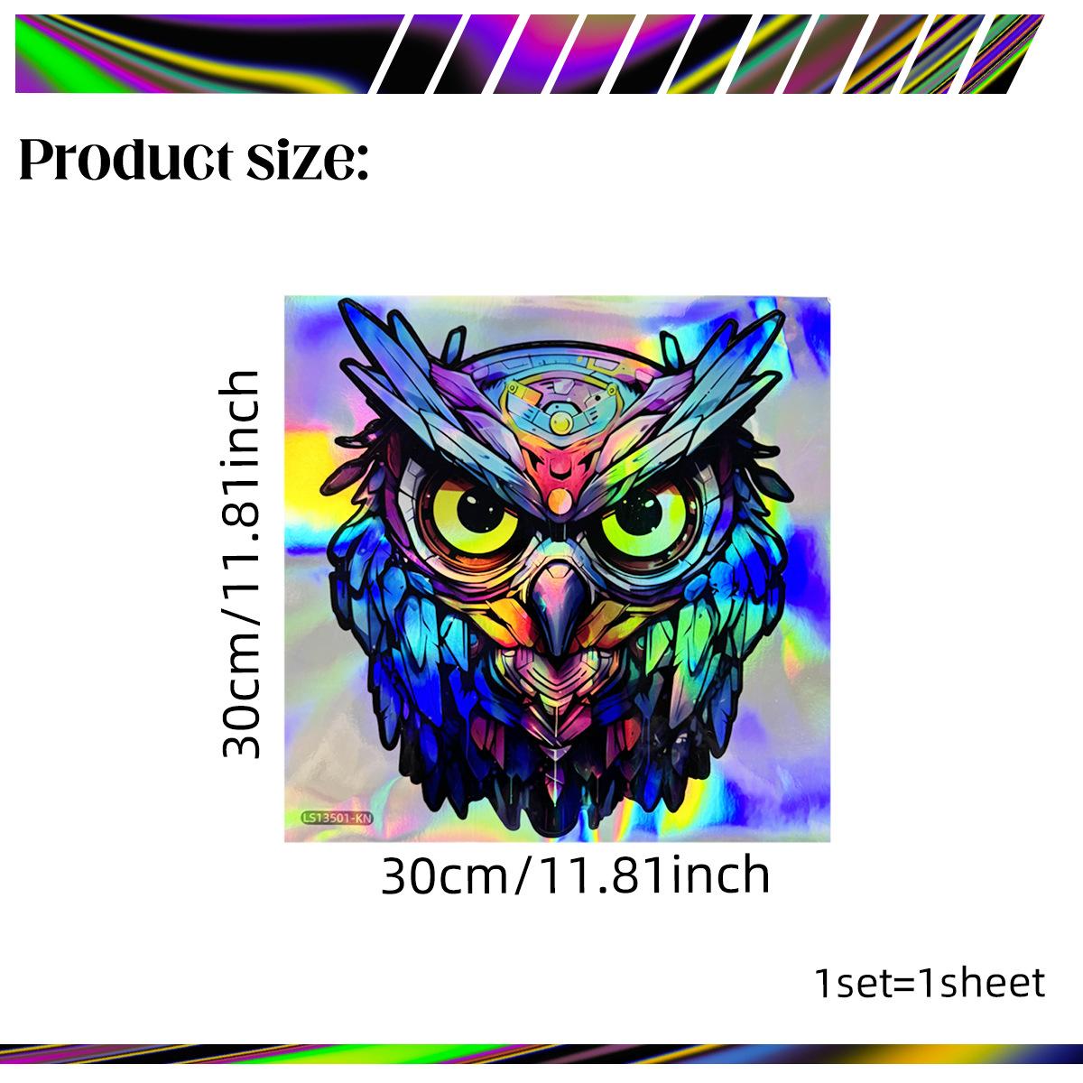 

Ls13501 Laser Material Gradual Change Color Owl Wall Sticker Viewing Angle Different Pattern Color