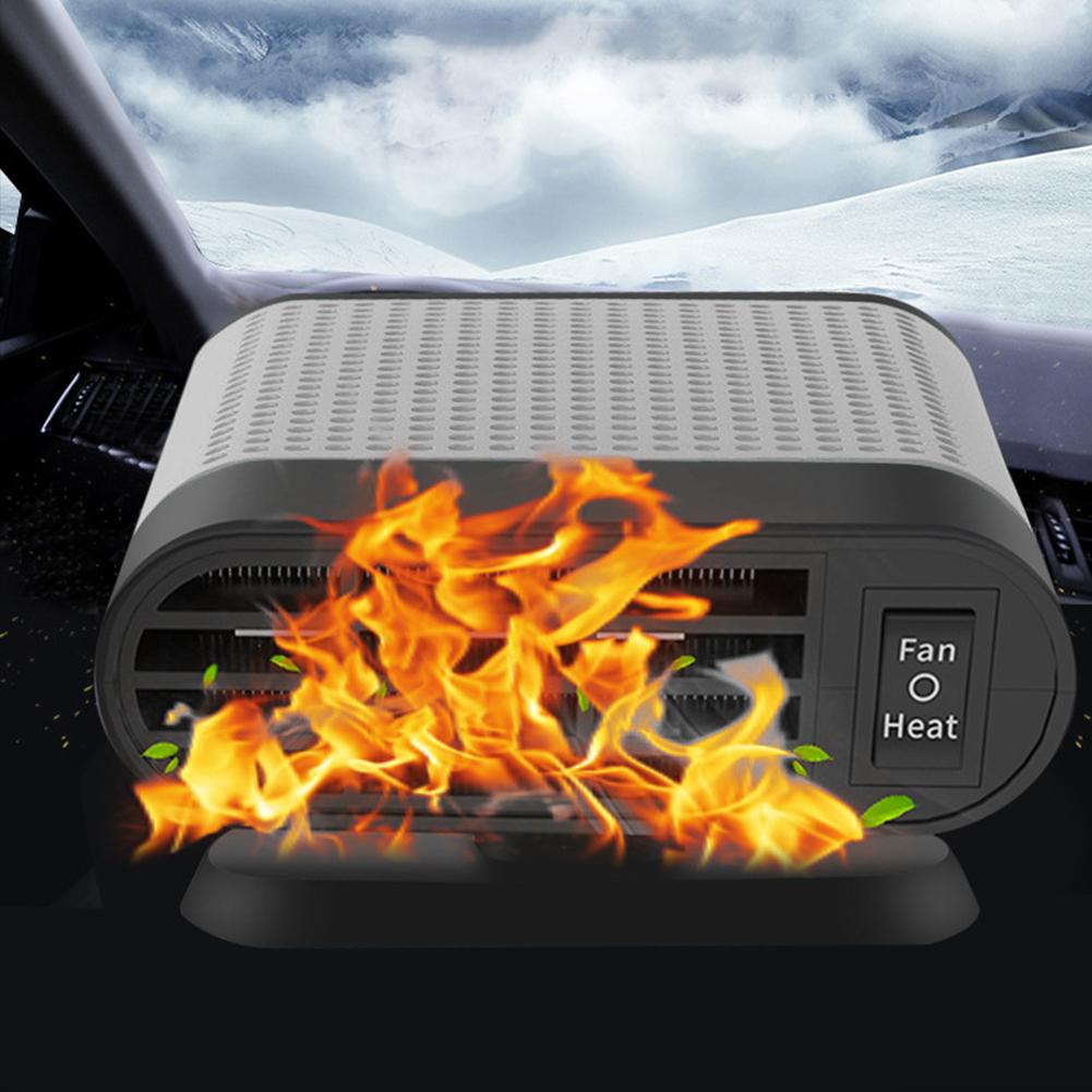 12V/24V Electric Car Heater 120W Portable Heating Fan 2 In 1 Defogger Defroster Demister 360 Degree Rotating Anti-Fog Car Heater