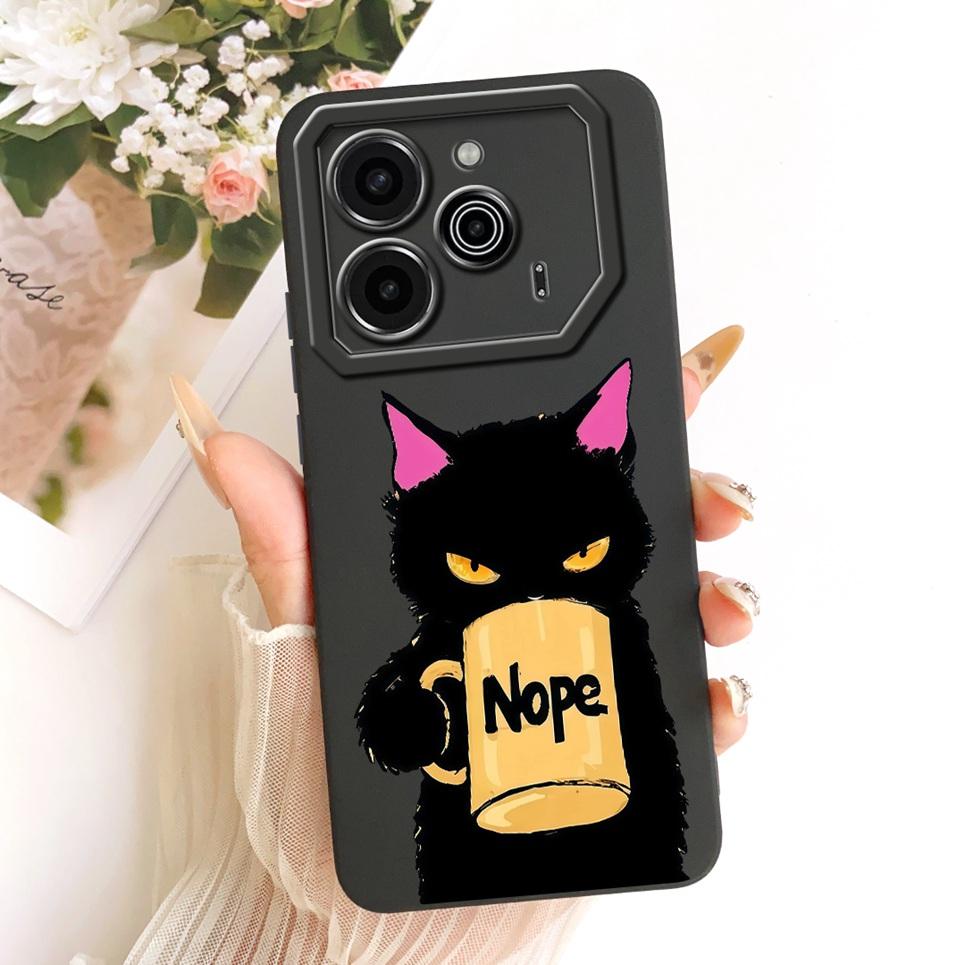 Phone Case For Tecno Pova 6 LI7 / Pova 6 Pro LI9 Casing Liquid Silicone Cartoon Dragon Funny Cat Seabeach Pattern Back Cover