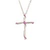 Red Corundum Cross Pendant Necklace in White Gold Plating - Christmas Gift