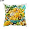 2D Flat 1pc Outdoor Pool Party Summer Tropical Fruit Ice Cream Throw Pillow Covers Green Blue Comfort