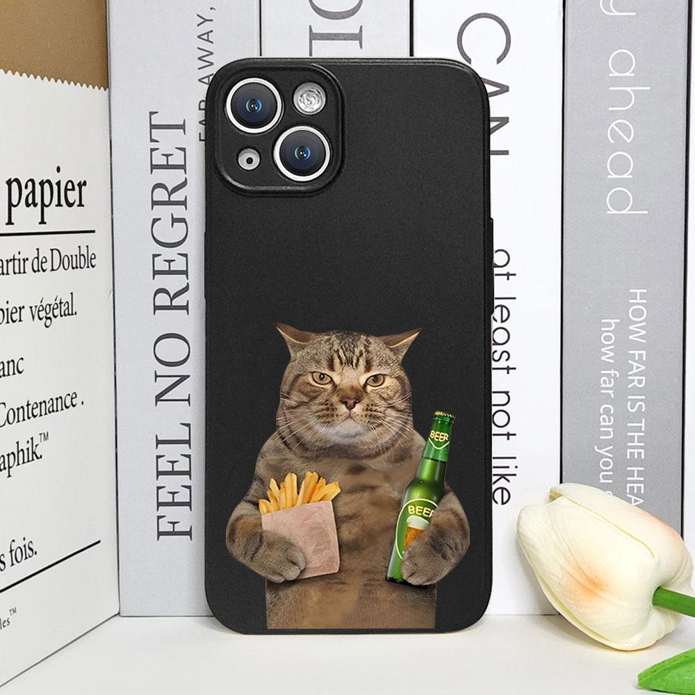 

Смешные Животные Пиво Кошка Узор Мягкий Чехол Для Телефона Для iPhone 16 Pro Max 15 Plus 14 13 Mini 12 11 16E 17Air X XR XS Max Чехол iPhone 13 mini