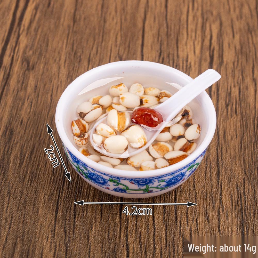 Chinese Style Realistic Noodle Keychain, 4cm Blue and White Porcelain Bowl, Food Play Prop.
