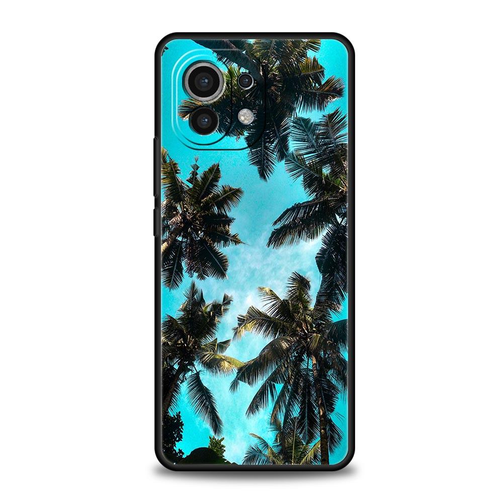 Handyhülle für Xiaomi Mi 15 14 14T 13T 12T Pro 12 13 11 Lite 5G 11T X6 X5 Pro Hülle Sommerstrand-Szene bei Sonnenuntergang auf dem Meer Palme
