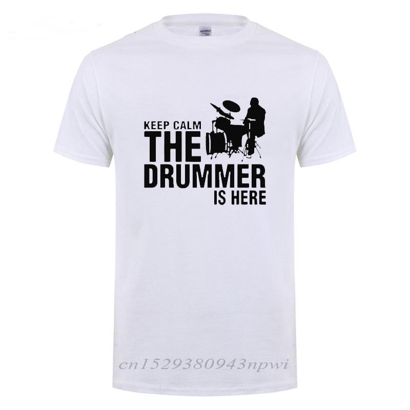 Mens Tops Tee Keep Calm The Drummer Is Here Printing T Shirt For A Drummer And Drums Cotton Short Sleeves O Neck TShirt Tshirt