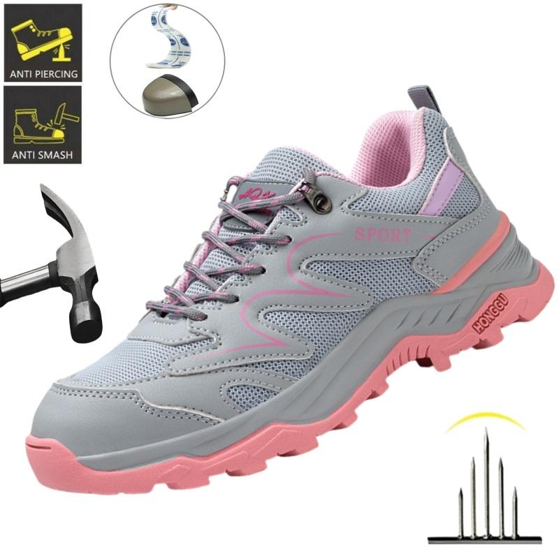 Anti-Stab Safety Shoes Women Steel Toe Shoes Puncture Proof Breathable Work Safety Boots Female Construction Work Shoes