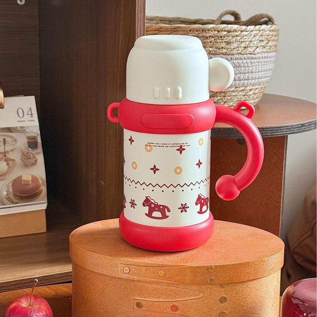 Year Of The Horse Portable Thermos Mug With Ceramic Inner And Travel Cap For Outdoor Use