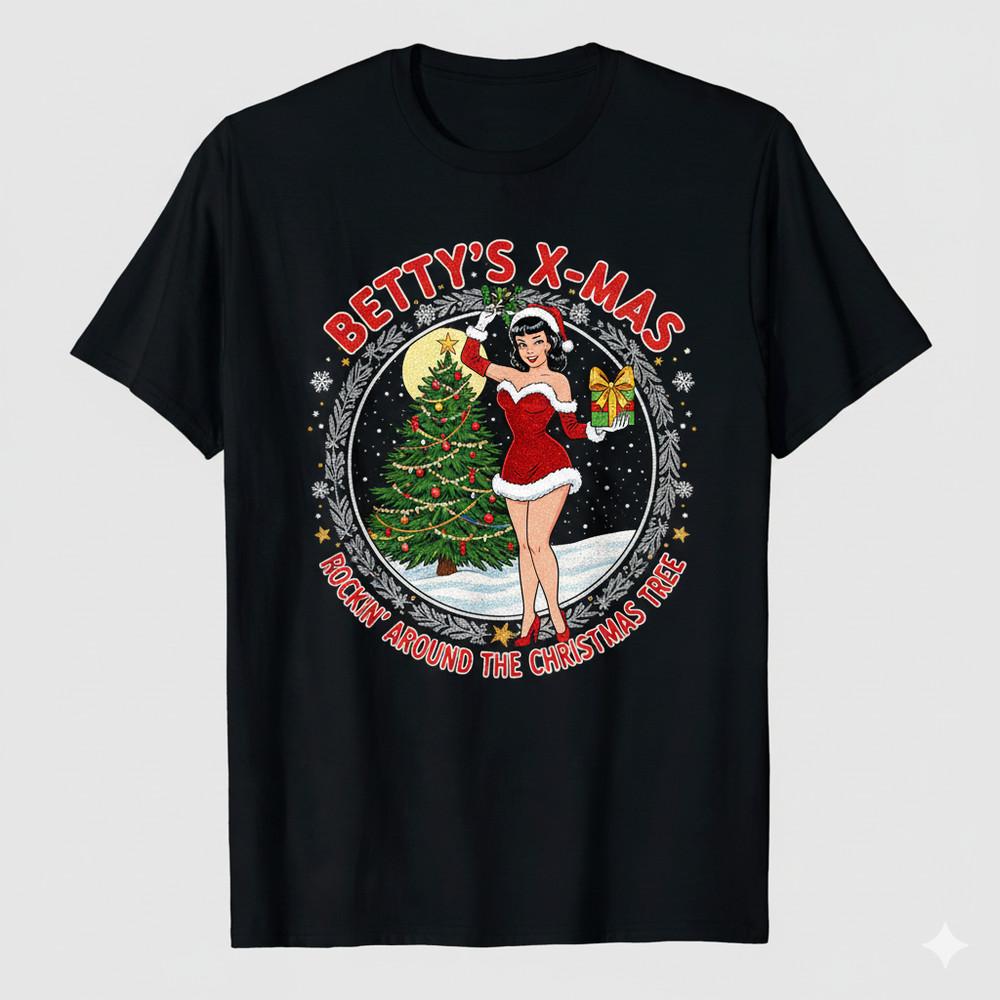 Bettie Page Christmas Unisex T-Shirt Full Size S To 5XL GE416 Unisex T-Shirt M