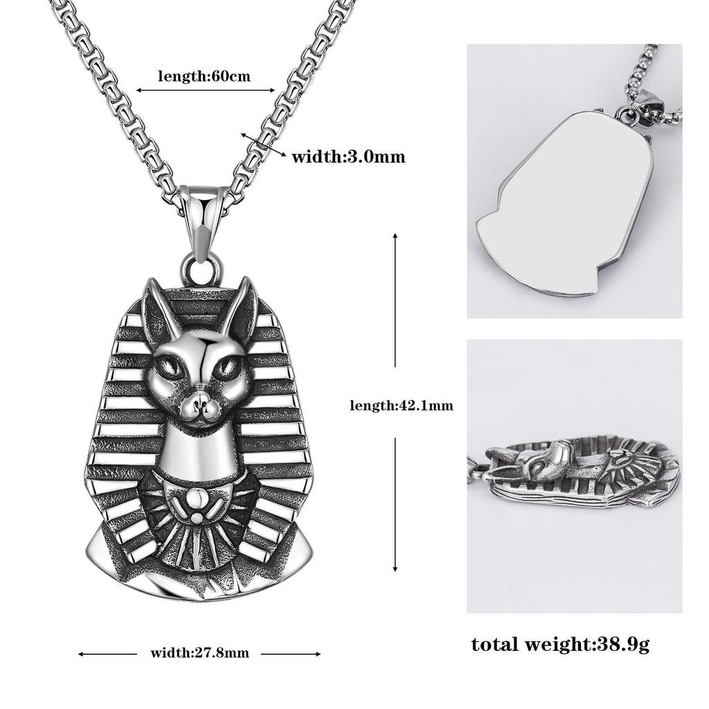 Hao Xing 2021 Stainless Steel Egyptian Pharaoh Cat Pendant Necklace