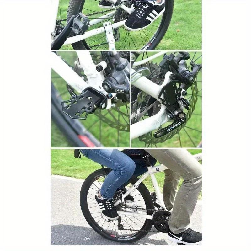 1 Pair Black Folding Bike Rear Pedal MTB Footrests - Adjustable, Durable, Quick-Release Cycling Accessories for Enhanced Stability and Comfort