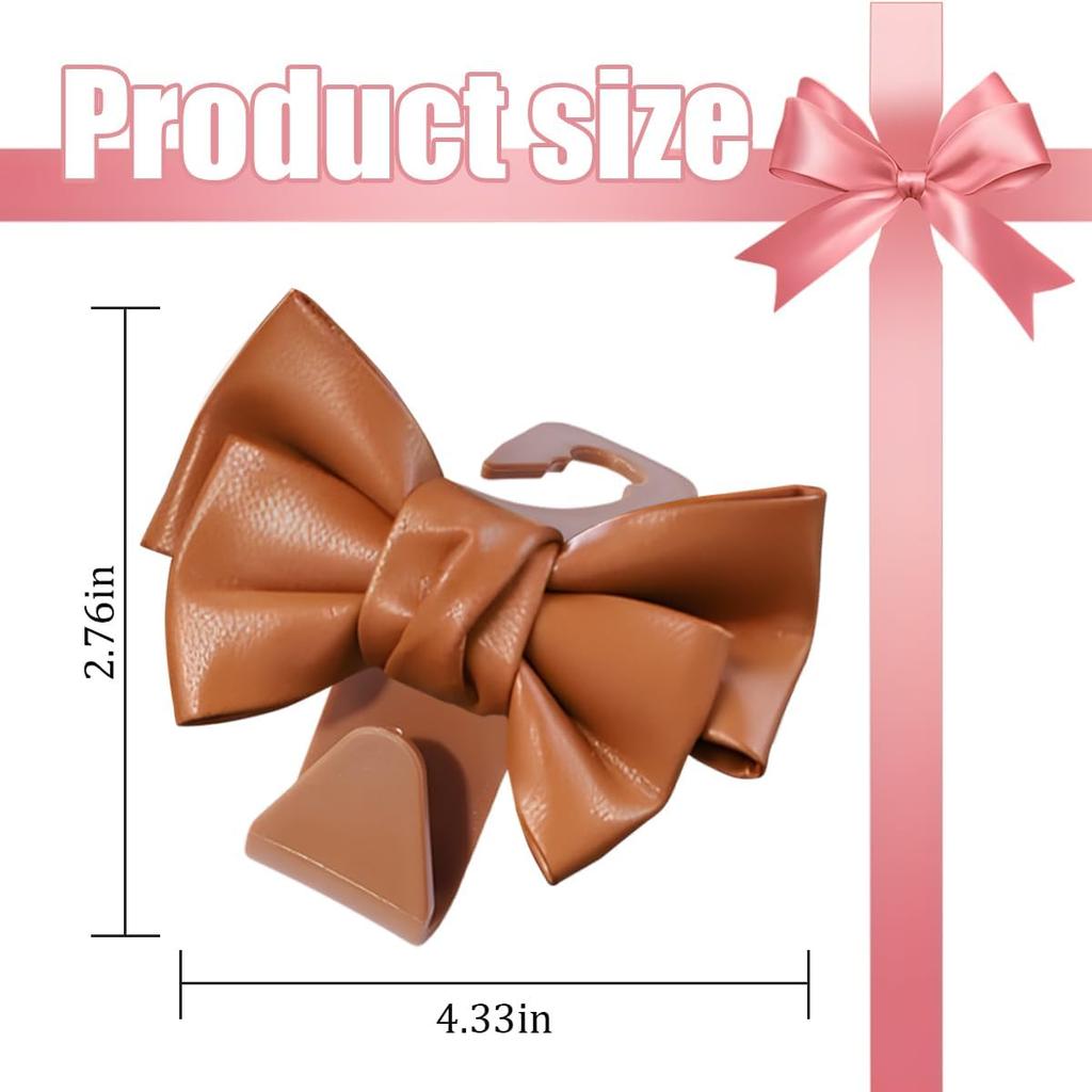 Car Purse Hooks, 2PCS Cute Bow Vehicle Seat Headrest Hanger for Bags, Space Saving Automotive Back Seat Storage Hanging Holder Decor Accessories,