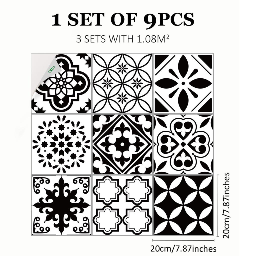 Mediterranean Wind Thickened Living Room Wear-Resistant Retro Pvc Floor Sticker Matte Floor Tile Self-Adhesive Bathroom Wall Sticker