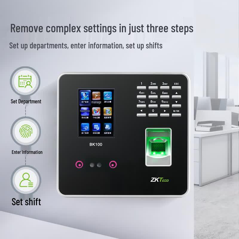 ZKTECO BK100pro Face & Fingerprint Time Attendance Machine CN plug (adapter included) Standard
