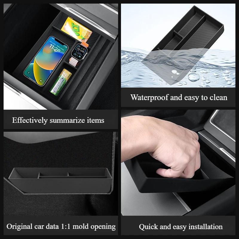 Center Control Storage Box for Tesla Model Y Juniper 2025 Center Console Lower Storage Non-slip Pad Organizer Tray Accessories