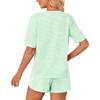 Pigiama da Donna a Maniche Corte Strisciato Stampato Due Pezzi Loungewear Scollo Pajamas Set Pantaloncini Spaccati Morbido Biancheria da Notte