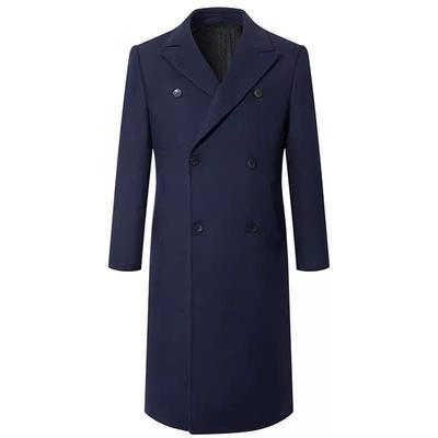Men's 2024 Thick Quilted Wool Knee-Length Double-Breasted Slim Fit Coat