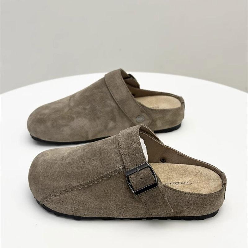 

Баотоу верхняя одежда полушлепанцы женские весна 2025 модный взрыв, одна педаль плоская подошва противоскользящие Баотоу шлепанцы тренд 40 хаки