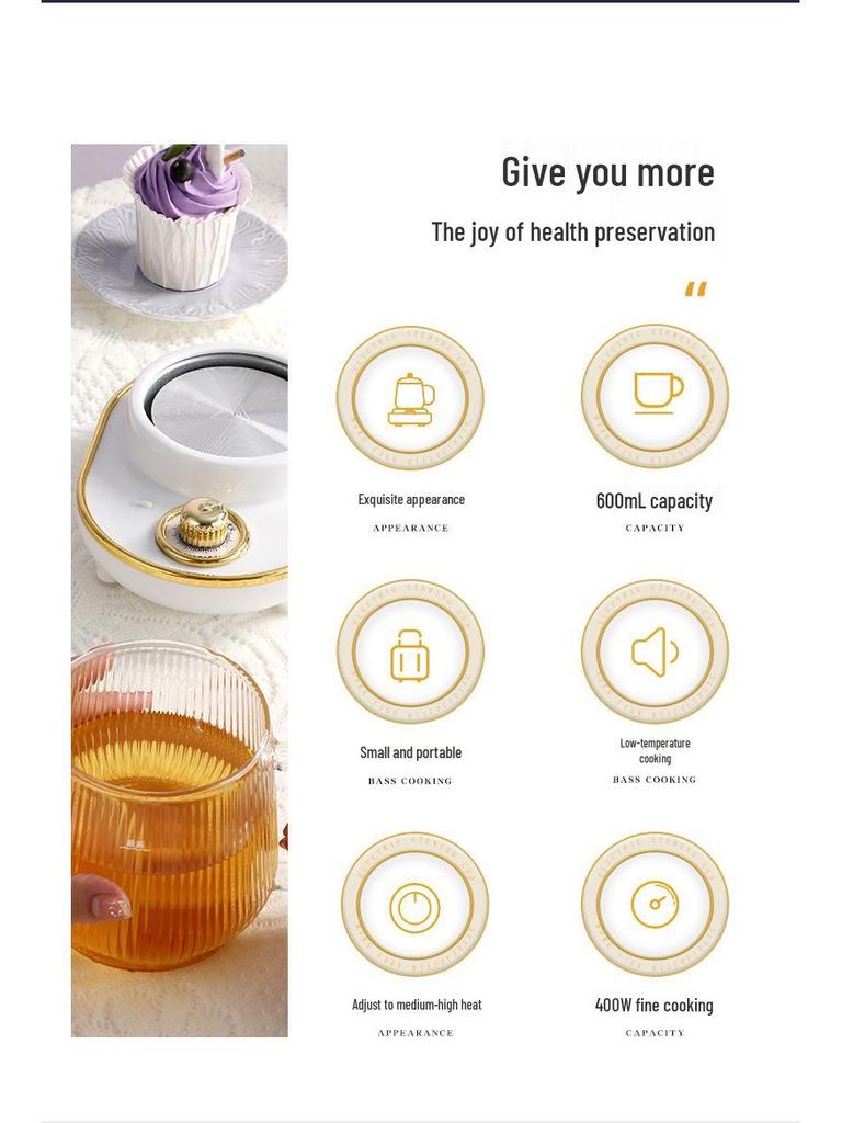 Electric Multifunctional Stew Cup & Kettle: Portable Boiling & Heating for Tea, Bird's Nest, and Health Drinks