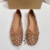 Luxury Crystal Women Ballet Flats Shiny Mesh Light Breathable Comfortable Walking Outside   Autumn Shoes for Ladies