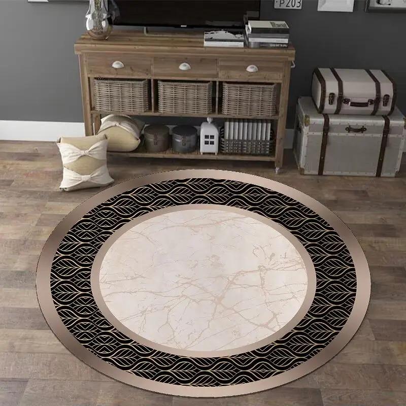 European Style Luxury Round Carpet Home Decoration Living Room Non-slip Large Rugs Bedroom Cloakroom Floor Mats