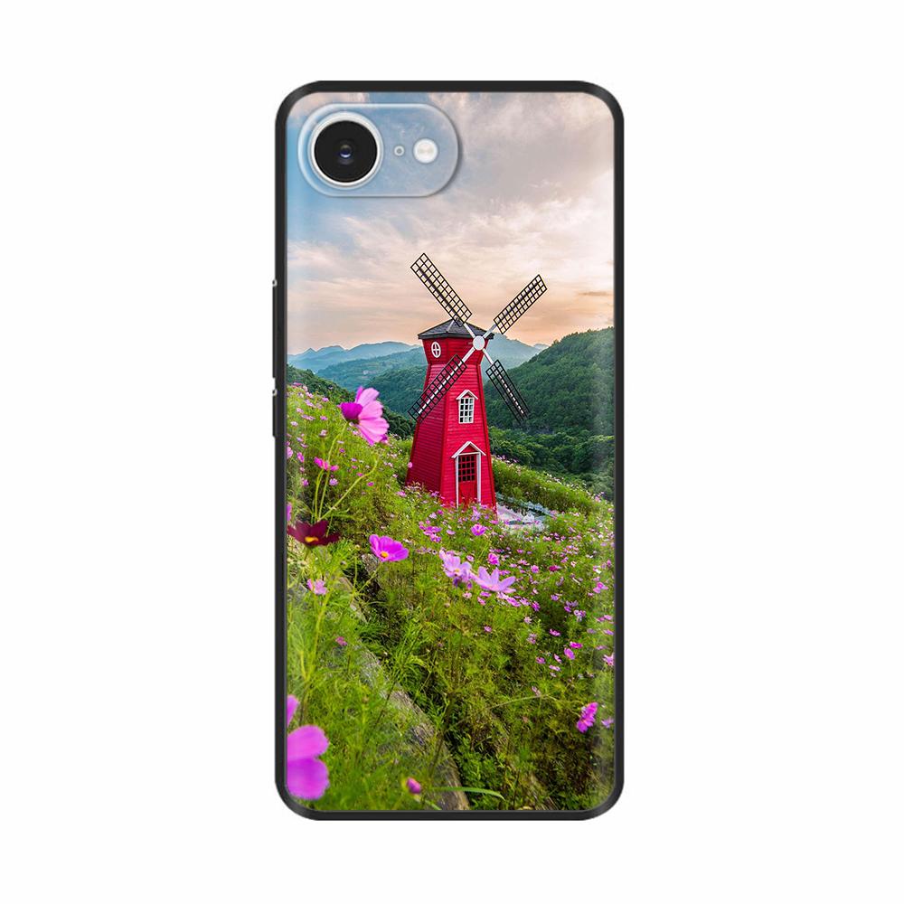 For iPhone 16E Case Fantasy Flower Black Phone Case For iPhone16E / iPhone SE 2025 Soft TPU Shockproof Back Cover Fundas Housing