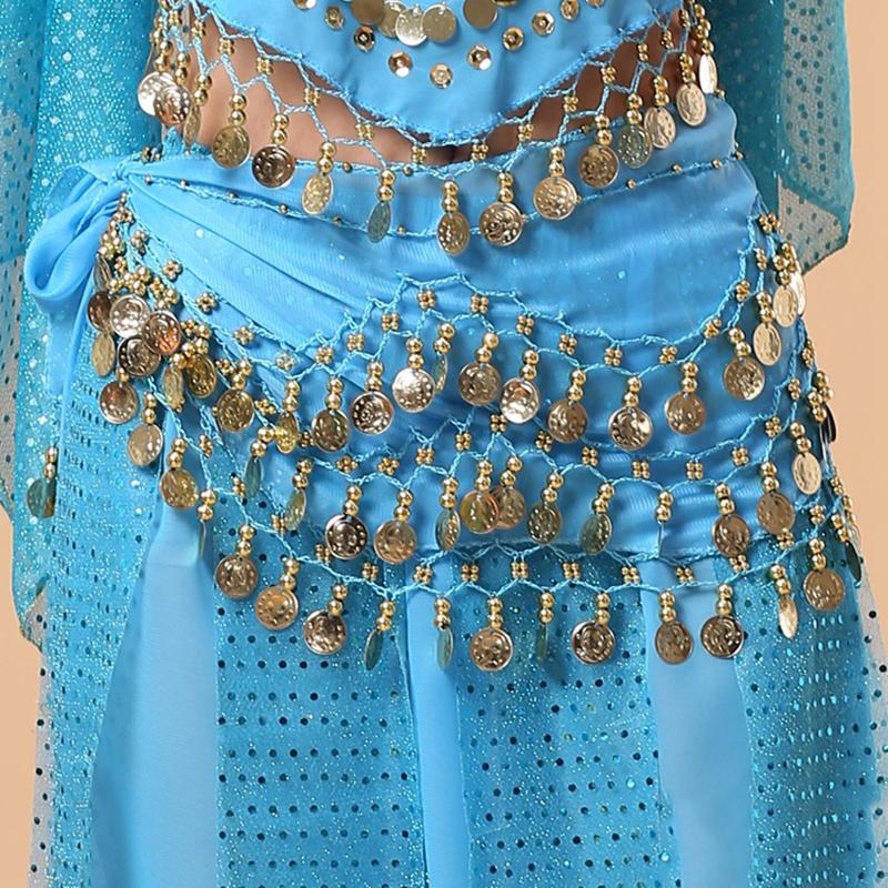 Belly Dance Waist Chain Costume Dance Hip Scarf With Golden Coin Decorative Waist Chain For Professional Dance Performances