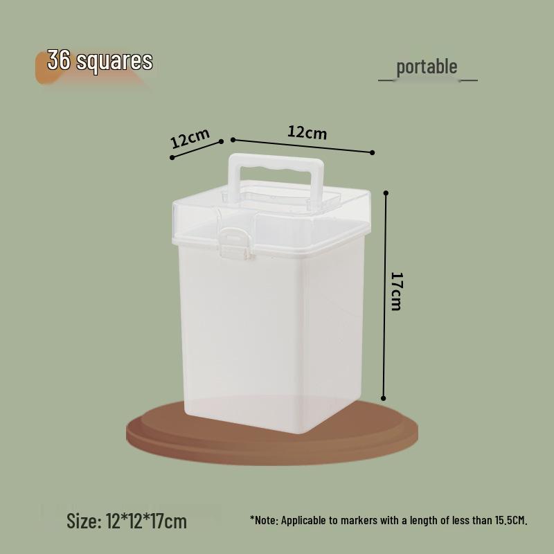 Portable 48 & 80 Color Marker Storage Box - Transparent Stationery Case