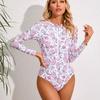 25 Long-Sleeve Printed One-Piece Swimsuits with Zipper: Stylish and Conservative Women's Surfing Wear In Stock