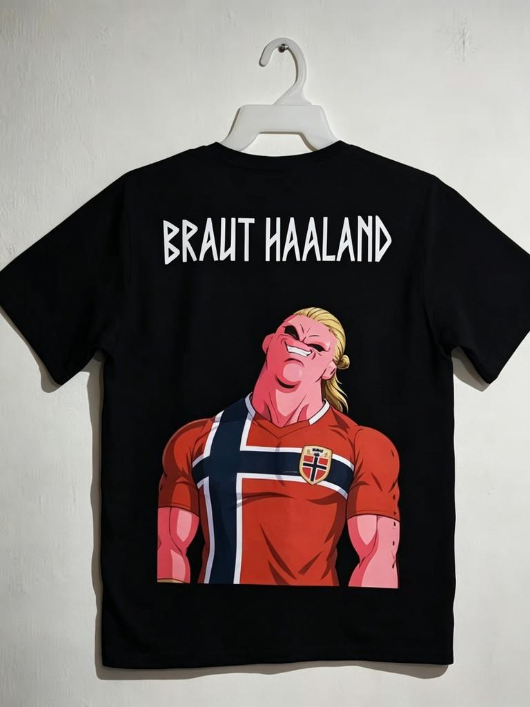 Erling Haaland Norway Funny Majin Buu Graphic T Shirt Men Football Soccer Cartoon Tee Unisex Streetwear Short Sleeve Tops