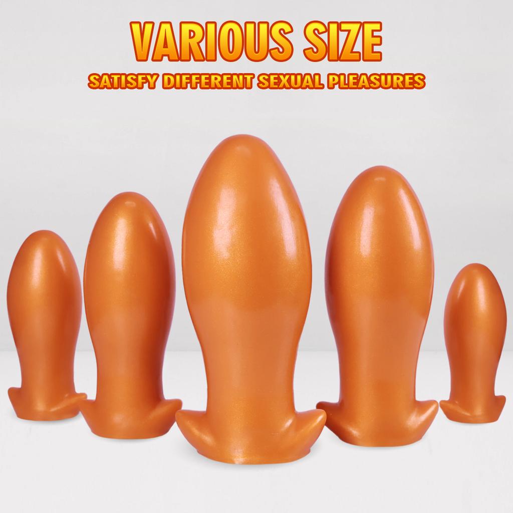 Soft Liquid Silicone Huge Anal Plug Egg Big Anal Dilator Adult Sex Toy for Women Men Big Butt Plug Egg Anal Training Expansion SM Sex Anal Masturbator