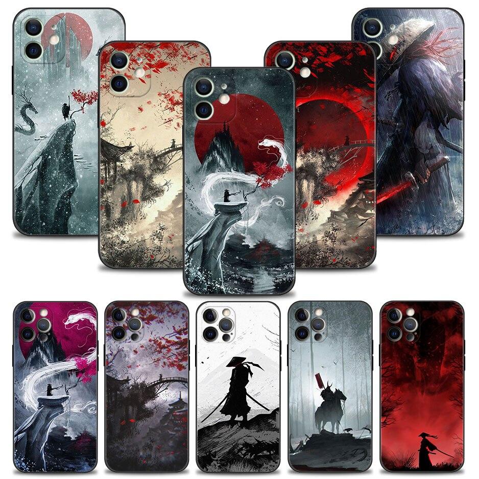 

Пейзаж чернилами Живопись Япония Самурай Искусство Чехол для iPhone 14 11 12 13 Pro 13Mini X XR XS Max 6 6S 7 8 Plus Чехол Защитите объектив