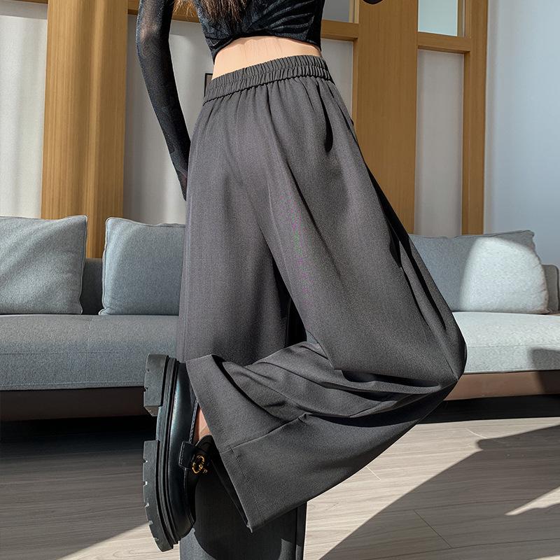 Women's Spring 2026 High-Waisted Lace-Up Wide-Leg Pants - Slimming, Casual, Floor-Length Scythe Style