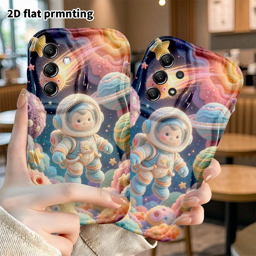 Phone Case: 2D flat, suitable for Samsung Galaxy A34 A35 M05 M06 S20 S22 S21 FE Plus 5G protective case, featuring a space astronaut, perfect Christma