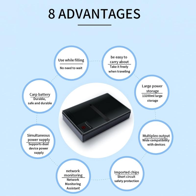 EU Plug UPS Power Supply 10400mAh 5V9V12V Output Uninterrupted Power Supply For House Router Monitor Security Camera