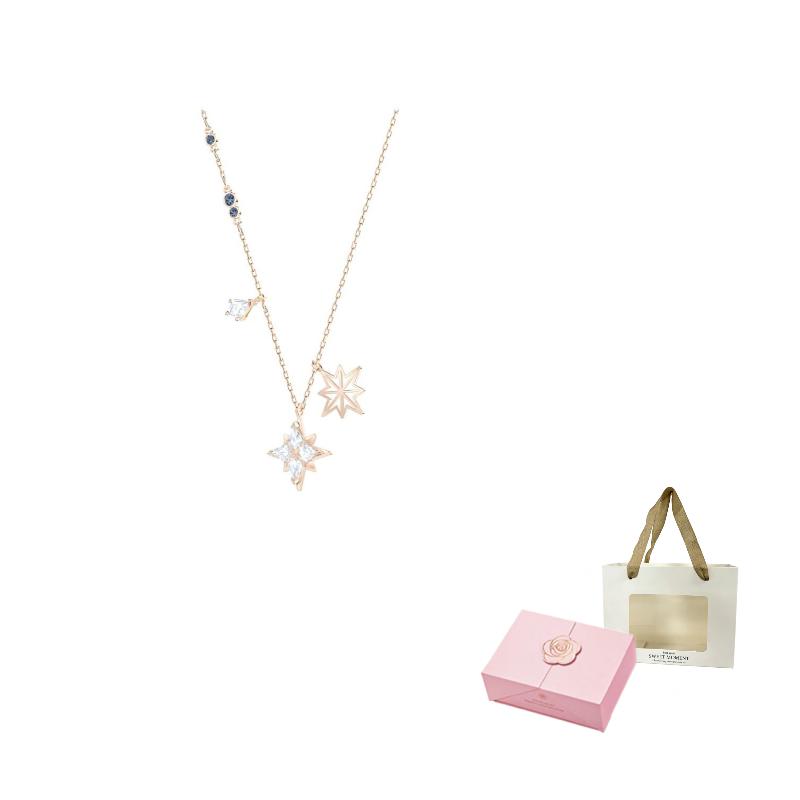 Swarovski Symbolica Necklaces Womens Rose Gold F-Pink Double-Open Magnetic Gift Box And Gift Bag розового золота