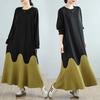 DIMANAF Damen 2025 Frühling Übergröße Freizeitkleid Basic Locker Vintage Langes Kleid Maxi Langarm Neu