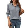 A New Solid-color Lapel Button Loose Long-sleeved Sweatshirt for Women In Autumn and Winter