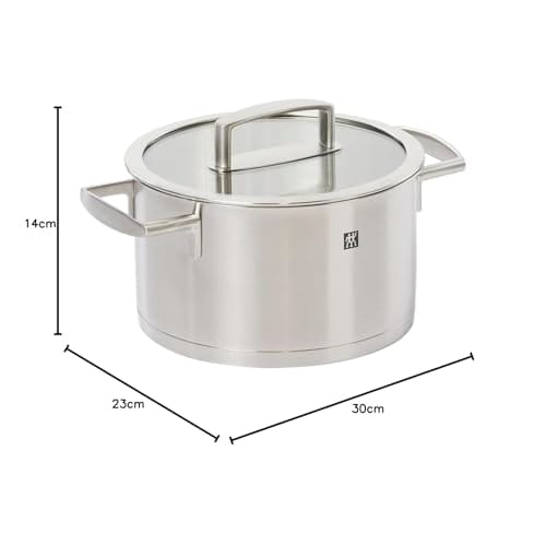 ZWILLING "Vitality Suppentopf 20cm 3,5L" Edelstahl tiefer Zweihandtopf 3-lagige Bodenstruktur IH-kompatibel spülmaschinenfest [Autorisiert Ja