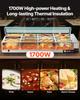 Commercial Food Warmer, 1700W Electric Stainless Steel Steam Food Warmer with Glass Cover, 12-Pan Countertop Buffet Bain Marie with Soup & Perforated