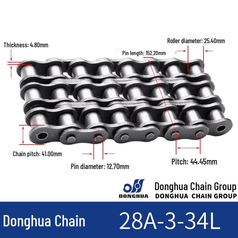 Donghua Industrial Transmission Chain: Single/Double Roller, Manganese Steel, Large Pitch Precision Roller Chain.
