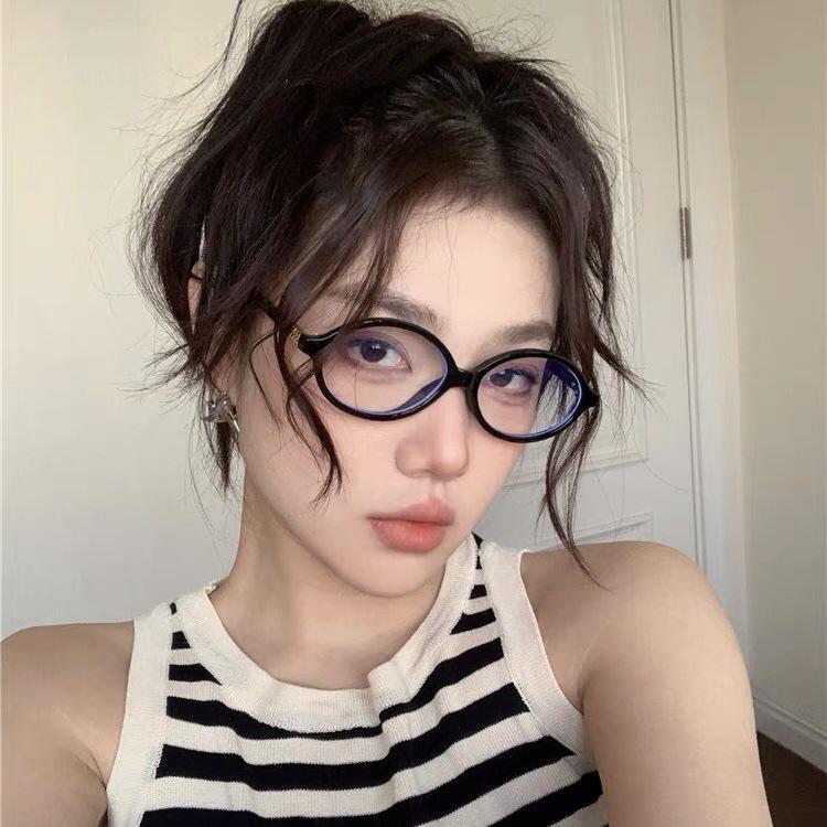 TR glasses otaku Zhang Yuanying nerd glasses anti-blue retro hawksbill oval frame sunglasses