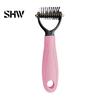 Professional Pet Grooming Comb Double-Sided Detangling Rake, Dog Undercoat Rake with Rounded Blades, Double Sided Tool Shedding Brush for Long