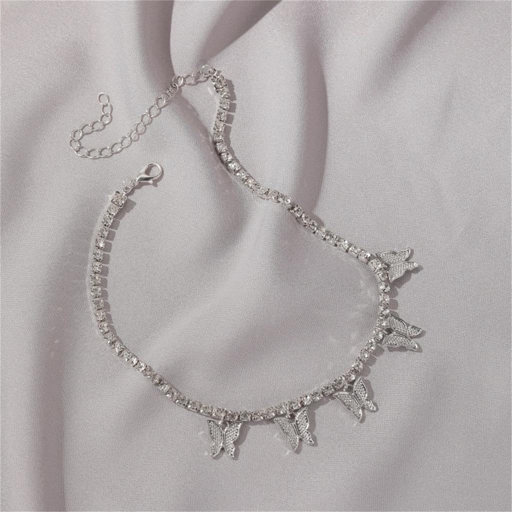 Inlaid Rhinestone Butterfly Pendant Necklace