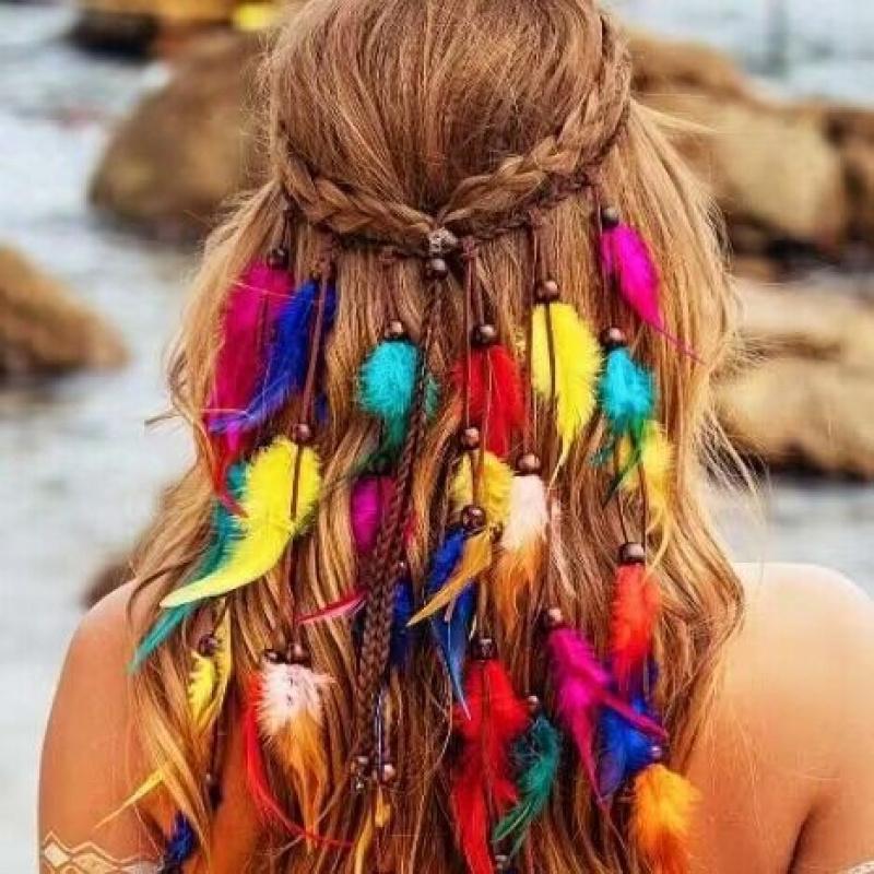 Halloween costume Indian headdress, Bohemian feather headband, ethnic style headwear accessories