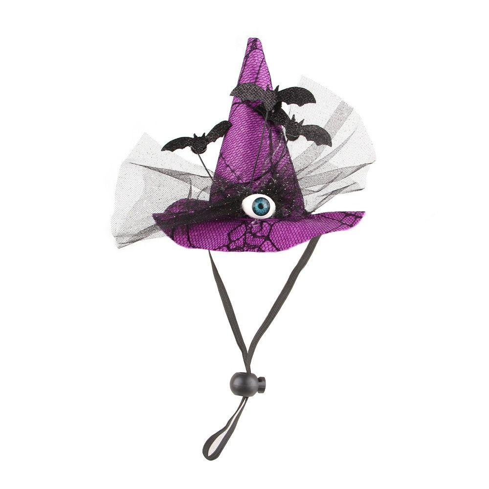 Decorative Pet Witch Hat Stripe Dog Bat Hat Pet Accessories Cat Cosplay Hat  for Photograph