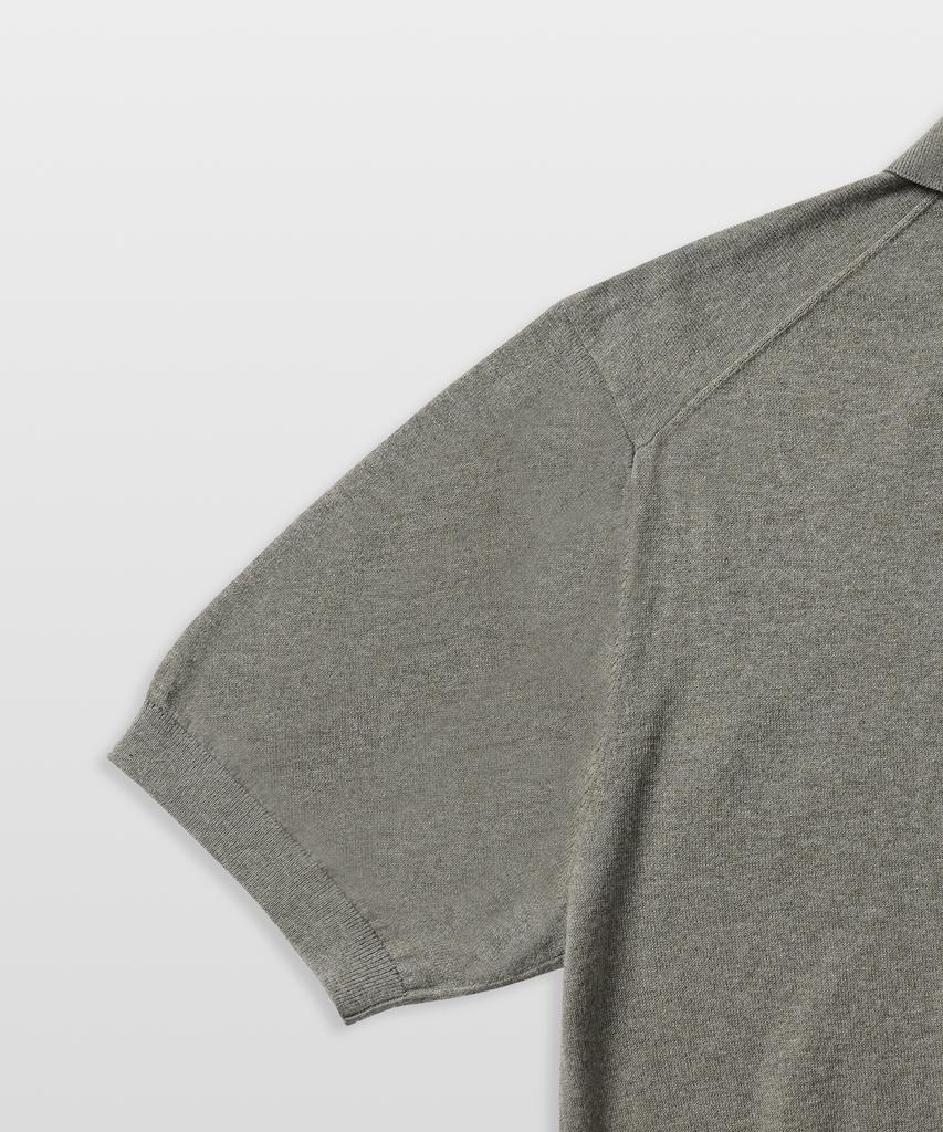 MANNERGRAM Nouvelle Fine Cashmere Cotton Polo Short Sleeve Knit Moss Grey