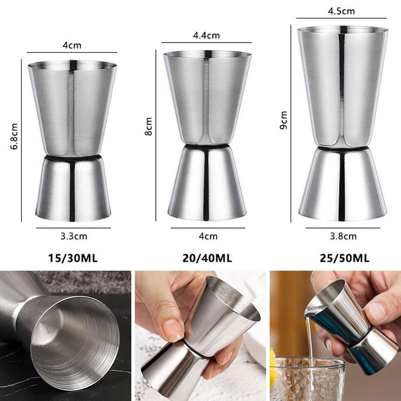 Stainless Steel Ounce Cocktail Whiskey Jigger Dual Shot Drink Alcohol Measure Cup Bar Gadgets Cocktails Accessories JBGJ02