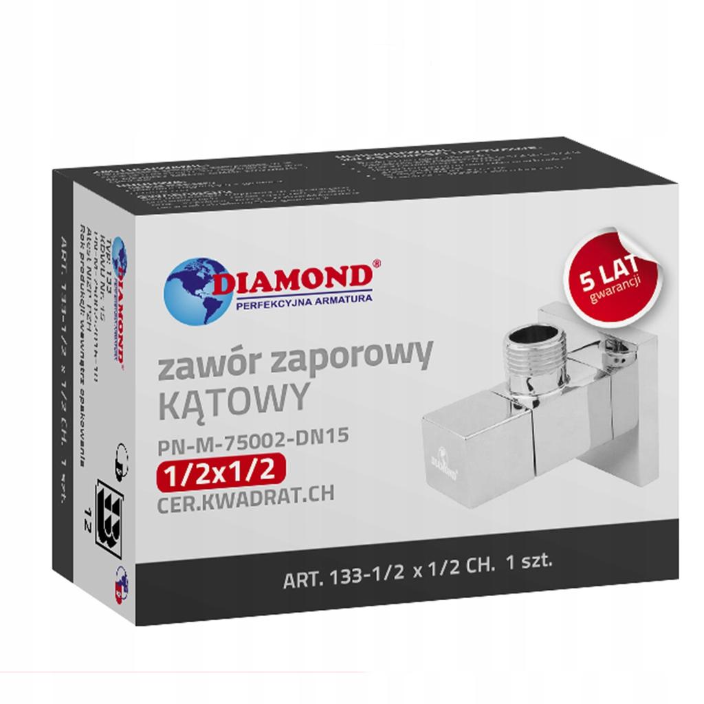Zawór Kątowy 1/2 X 3/8 Głowica Ceramiczna Chrom