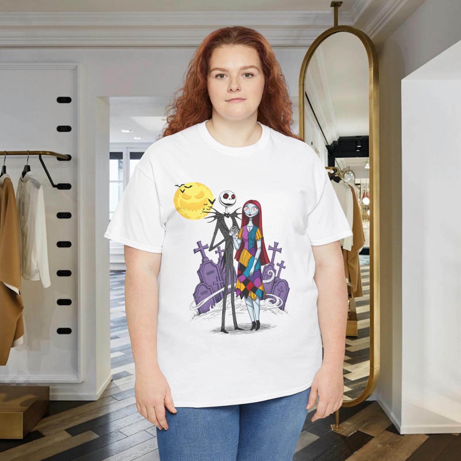 Jack & Sally Nightmare Before Christmas Fleece Graphic T- Shirt S